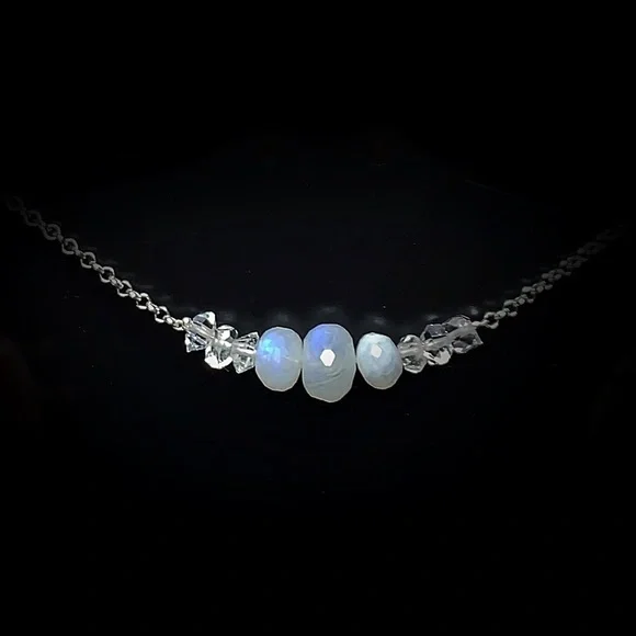 Moonstone & Herkimer Diamond Chocker Necklace! SALE! - Picture 7 of 8